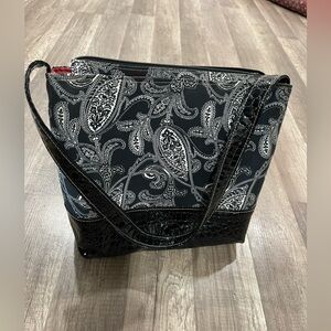TOTES Black paisley print Hobo Tote Y2K 90s bag laptop commuting preppy shoulder